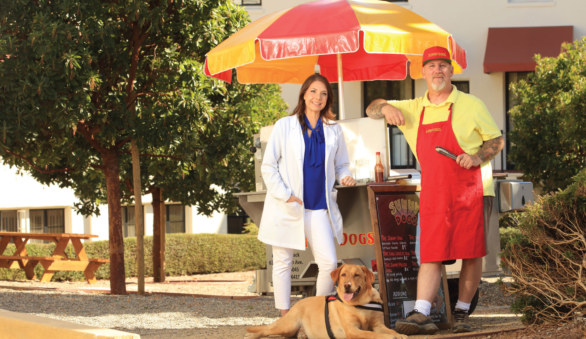With the help of Paige Vega, speech pathologist, James Womack started a new business, Sunny Dogs. 